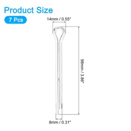sourcing map 7Pcs 8mmx75mm Zinc-Plated Carbon Steel Cotter Pin, Split Pin Fastener Clips Split Cotter for Household Appliances, Sports Equipment, Car Mechanics Repair (White)