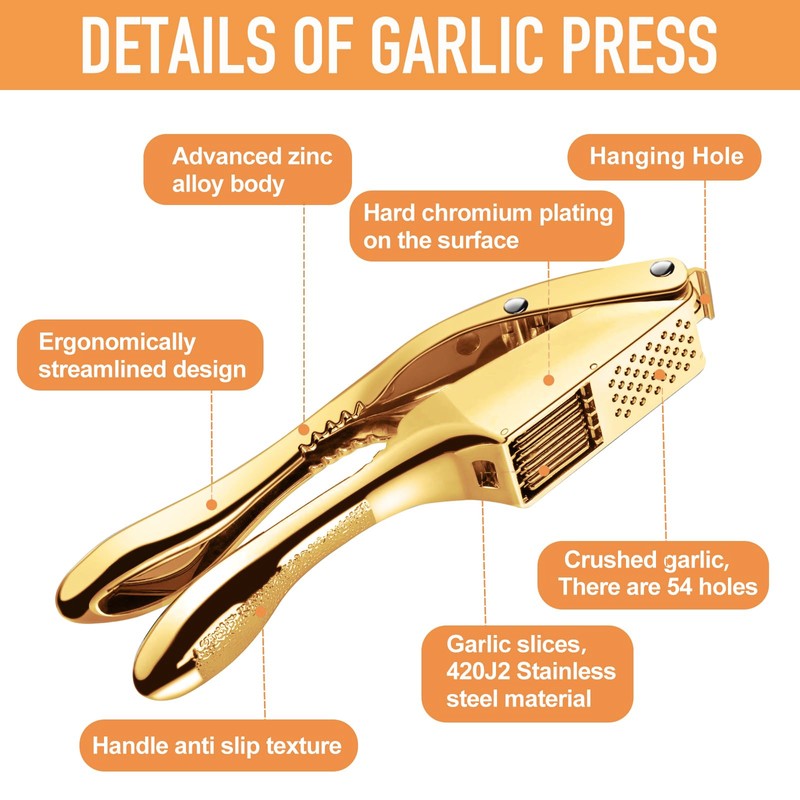 Garlic press and slicer 2 in 1,Effortlessly Crush, Slice, and