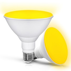 EvaStary PAR38 LED Yellow Bug Light Bulbs Outdoor, 150W Equivalent Amber Yellow Flood Light Bulbs Outside, 15W 1300LM Bug Lights E26 Base for Porch, Patio, Decoration, Garden, Non-Dimmable, 2 Pack