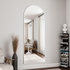 OGCAU OGCAU Floor Full Length Mirror, 56"x20" Arched Full Body Mirror, Hanging or Leaning, Standing, Wall Mounted with Aluminum Frame for Bedroom Living Room, White