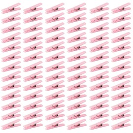 100 Mini Clothes Pin for Baby Shower Girl Game, 1.37 Inch Pink Plastic Small Clothespin Gender Reveal Party Favors (Pink)