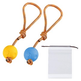 CWPFVQA Pack of 2 Rope Dog Toys, 1 Piece Storage Bag, Tow Boat Toy for Dogs, Tug of War Rope, Indestructible Dog Ball, Dog Garden Toy, Dog Ball with Handle