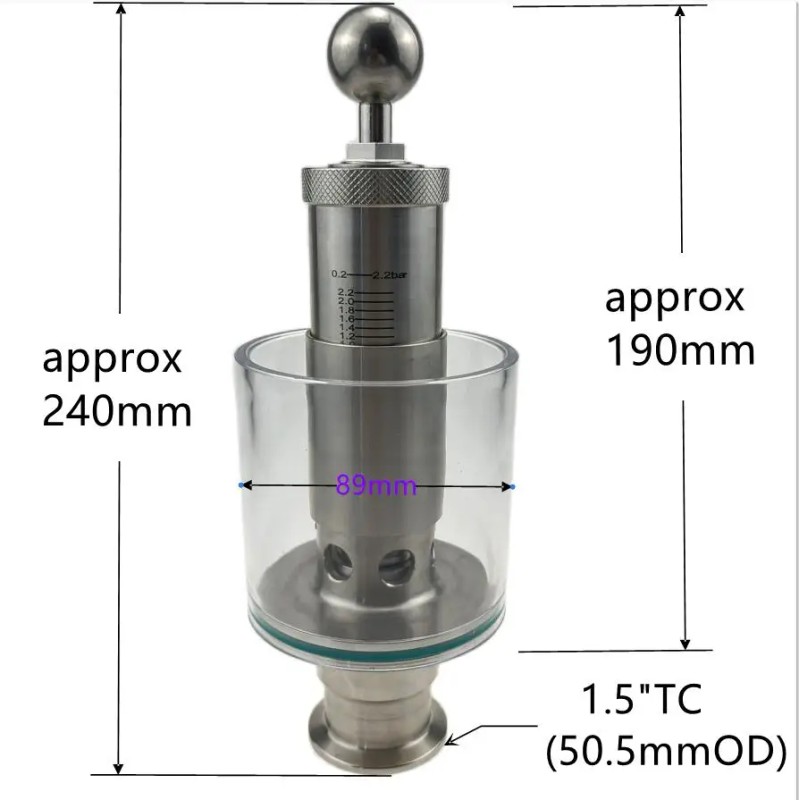 1.5 in Tri Clamp Straight In-line Spunding Valve SS304 Stainless