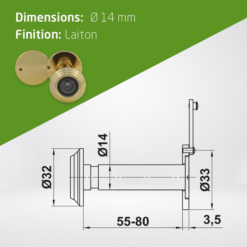 Amig - Ultra Wide Angle Brass Door Viewer | Easy