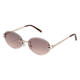 Meigan Sunglasses for Women UV400 Frameless Oval UV Protection Fashion Two-Point L Gold/Smoke Brown H 7995-02