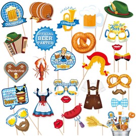 CLDURHGE Oktoberfest Photo Booth Props Funny Bavarian Photo Props Booth Props Bavarian Decoration Party Activity Ocotberfest Photo Accessories (28 Pieces)