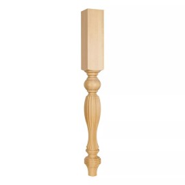 Hardware Resources 35-1/2" Tal- Tapered Fluted Wood Post (Island Leg). 3-3/4" x 3-3/4" x 35-1/2"