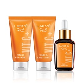 Lakme Vitamin C Day Cream+Night Cream+Serum combo - Brightening, Non-Greasy, Fight dull skin