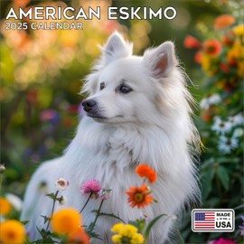 2025 American Eskimo Calendar - Dog Breed Wall Calendar - 12 x 24 Open - Thick No-Bleed Paper - 14 Month Planner Calendar Organizing & Planning