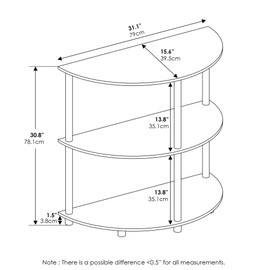 FURINNO Frans Turn-N-Tube Half Round Console Table, Black Oak
