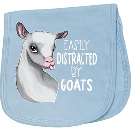 inktastic Easily Distracted by Goats Cute Goat Baby Burp Cloth Light Blue 3ab6b