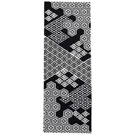 [倭物や Kaya] Hexagonal Pattern Hand Towl/Japanese Classical Design Tortoiseshell Hand towl 7JRP1105 Black