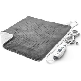 Pure Enrichment PureRelief Ultra-Wide Microplush Heating Pad - 20” x 24” XXL Size & 6 Heat Settings for Temporary Neck, Shoulder & Back Pain Relief - Moist Heat Option & Machine Washable (Gray)