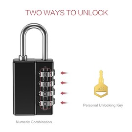 LOFICOPER 2 Pack Combination Lock with 2 Keys, 4 Digit Combination Padlock for Outdoor Use, Waterproof Padlock for Fence, Toolbox, Gate, Case