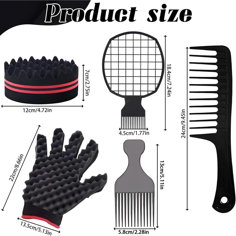 5 Piece Hair Sponge Set, Double Sided Oval Magic Twisting