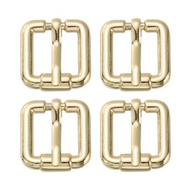 SUIKIHUM 4 Pack Roller Belt Buckle, 0.4 Inch Single Prong Belt Buckle, Roller Pin Buckle Zinc Alloy for Belt Bag Keychain, Gold