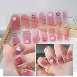 Heart Nail Stickers for Hands and Feets, Cut, 2 Pieces, 3D Nail Stickers, Gel Nail Stickers, Just Stick on Nail Design, Nail Art, Nail Wrap, Nail Jewelry, Popular, Cute, Women's, Beginners (Gradient