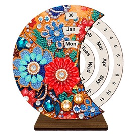 Diamond Art Calendar, Diamond Painting Calendar, Wooden Manual Rotating Desk Calendars, Desktop Small Ornaments Decoration for Home Decor (10)