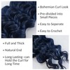 Navy Blue Braiding Hair for Boho Braids Short Deep Wave
