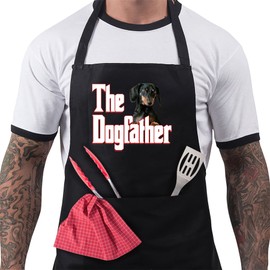 Bang Tidy Clothing Dachshund Gifts for Dog Lovers Owners - Cooking Baking BBQ Aprons - Kitchen Gift for Men Bakers and Cooks - 100% Cotton - Adjustable Apron with 2 Pockets - The Dogfather