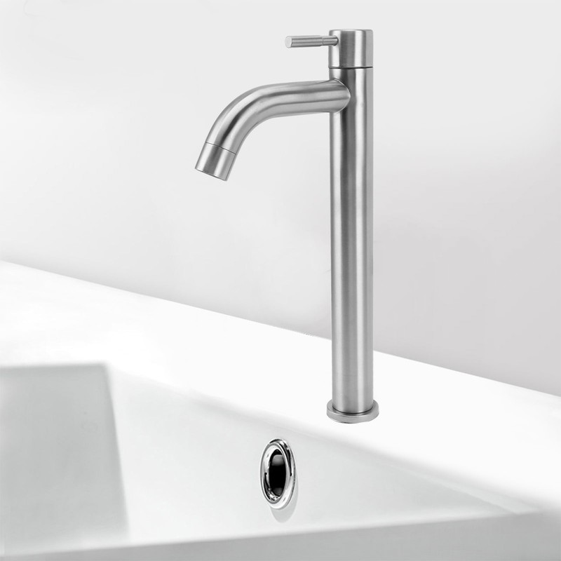 Single Cold Water Kitchen Faucet Stainless Steel Single Hole Bathroom