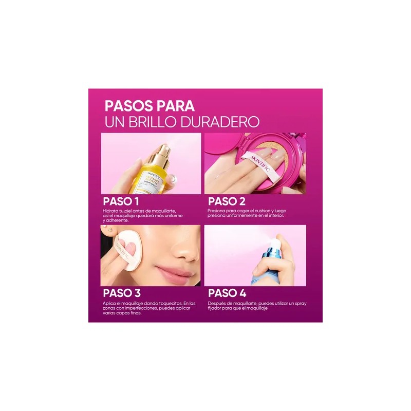 Skintific Cushion Glow Base Hidratante Cobertura Media Spf