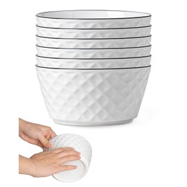 Yeacccng Ceramic Soup Bowls Set of 6, 30 Oz White Cereal Bowls, 6 inch Small Soup Bowls for Soup, Oatmeal, Salad, Pasta, Snacks, Fruits, Dishwasher & Microwave Safe, Scratch-Resistant, Lead-Free