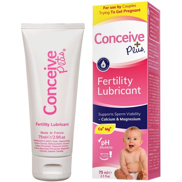 Conceive Plus Fertility Lubricant + Magnesium and Calcium, Conception Safe Lube For Couples Trying To Get Pregnant, 75ml Multi-Use Tube