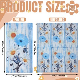 Karenhi 200 Pcs Blue Floral Napkins 2 Ply Daisy Disposable Hand Towels for Bathroom Flower Disposable Napkins Summer Decorative Disposable Napkins Paper Hand Towel for Baby Shower Birthday Party