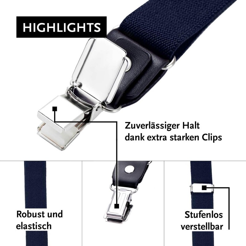 DonDon Men's Fashion Braces Suspenders 2,5 cm 1,0" Wide with