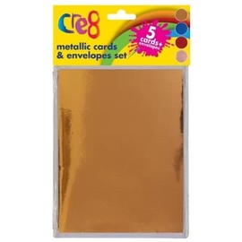 BG Shiny Metallic Assorted Colour Cards 18x12.5cm & Envelopes Set - Pack of 5