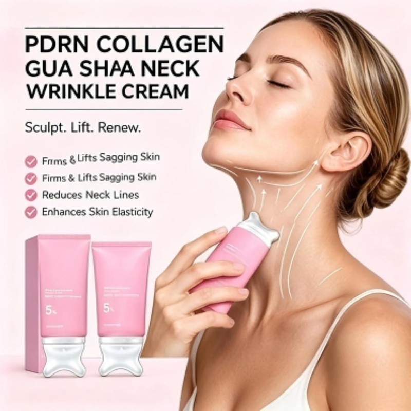 Gua Sha Neck Cream with Built In Gua Sha Massager,