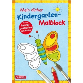 Mein dicker Kindergarten-Malblock: Mit großen Malvorlagen und Postkarten zum Ausmalen für Jungen und Mädchen ab 3 Jahren