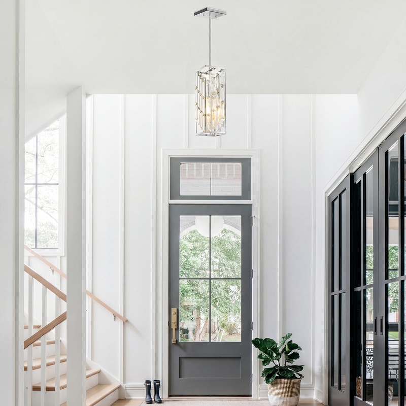 Chrome Pendant Lights Kitchen Island 1 Pack, Mini Crystal Chandeliers,