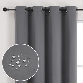 Flyfun Outdoor Curtains for Patio Waterproof - Weatherproof Porch & Gazebo Curtains, Grommet Top and Tab Bottom Drape,1 Panel, 52" W x 96" L, Grey