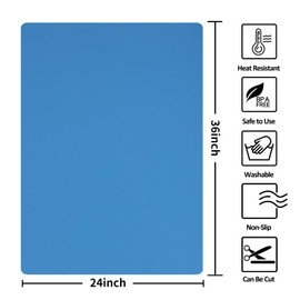 Silicone Mat Heat Resistant Mats for Countertop, Large Silicone Mats for Crafts Kitchen Counter Workbench Table protector, Size 36x24 inches Thick 2mm,Rolled Package,Light Blue