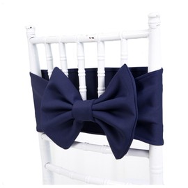 Pmnzdy Set of 2 Chair Sashes Chair Sashes Stretch Bows Chair Bands Chair Cover Bow Chair Decoration for Weddings, Birthdays, Parties, Banquets, Receptions, Navy Blue