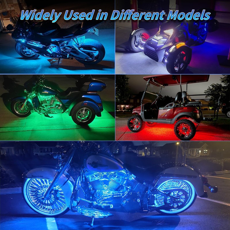 ZONECONA 16PCS Segmented Motorcycle RGB LED Light Kits with Brake