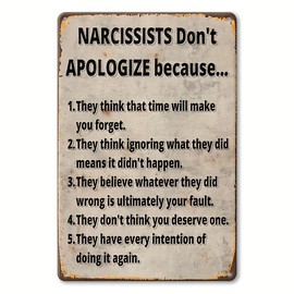 Sarcastic Vintage Aluminum Sign (8"X12") - Humorous 'Narcissist Unapologetic' Wall Art For Home, Garage, Cafe, Bar, And Garden Decor - Holiday