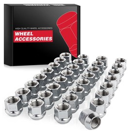 GSNIZ 32Pcs 9/16-18 Open End Bulge Acorn Lug Nuts, conical 60 Degree seat - 7/8" (22mm) hex，0.83" Tall 0.87" Wide 3/4" Hex Wheel Nuts，Compatible for Dodge Ram 1500 2002-2010, for Dakota
