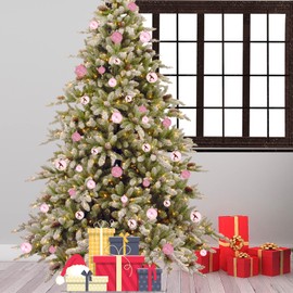 Emopeak 24Pcs Christmas Balls Ornaments for Xmas Christmas Tree - 4 Style Shatterproof Christmas Tree Decorations Hanging Ball for Holiday Wedding Party Decoration (Pink, 1.3"/3.2CM)