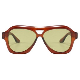 mincl Fashion Oversized Double Bridges Pilot Sunglasses Women Retro Blue Green Shades UV400 Men Trending Punk Sun Glasses ﻿ (brown green)