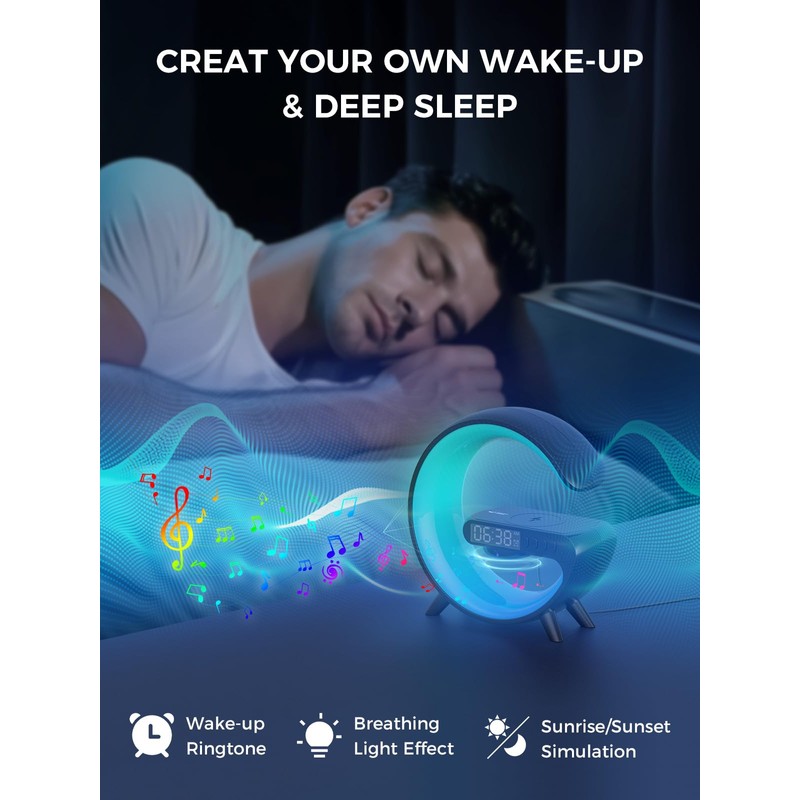 Smiling Shark Light Alarm Clock, Intelligent Alarm Clock Light Atmosphere