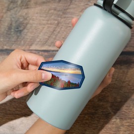 Die Cut Sticker Pismo Beach, California, Ocean View with Red Aloe Flowers, Contour Vinyl Sticker 3 to 6 inches, (Waterproof Decal for Cars, Water Bottles, Laptops, Coolers), Large