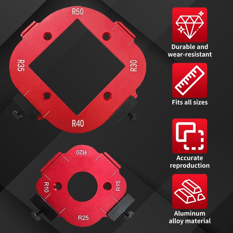 2 Pieces Radius Jig Router Templates Stencils Corner 4 in