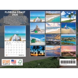 Decor Logistics Florida Calendar 2026 Beach Coast Monthly Wall Calender 12 Month
