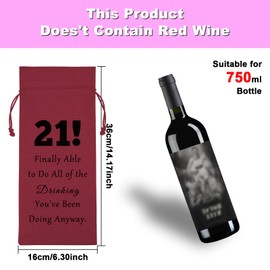 2Pcs 21st Birthday Wine Bag 21st Birthday Gifts for Him Her 21 Years Old Birthday Gifts for Women Men Friend Sister Brother Boyfriend Girlfriend Daughter Son 21st Birthday Decorations