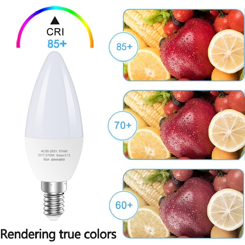 GOSCHE E12 Led Ceiling Fan Light Bulbs, 6W B11 Led