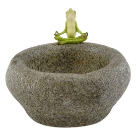 Top Collection Garden Frog Meditating On Large Functional Stone Flower Pot Planter Figurine