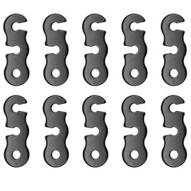 PHCOZY Pack of 10 Aluminium Alloy Wind Rope Buckle Tent Rope Tensioner Tent Accessories Cord Adjuster Tent Tensioner Rope Plate Rope Tensioner for Tent Outdoor Hiking Camping Picnic (Black)